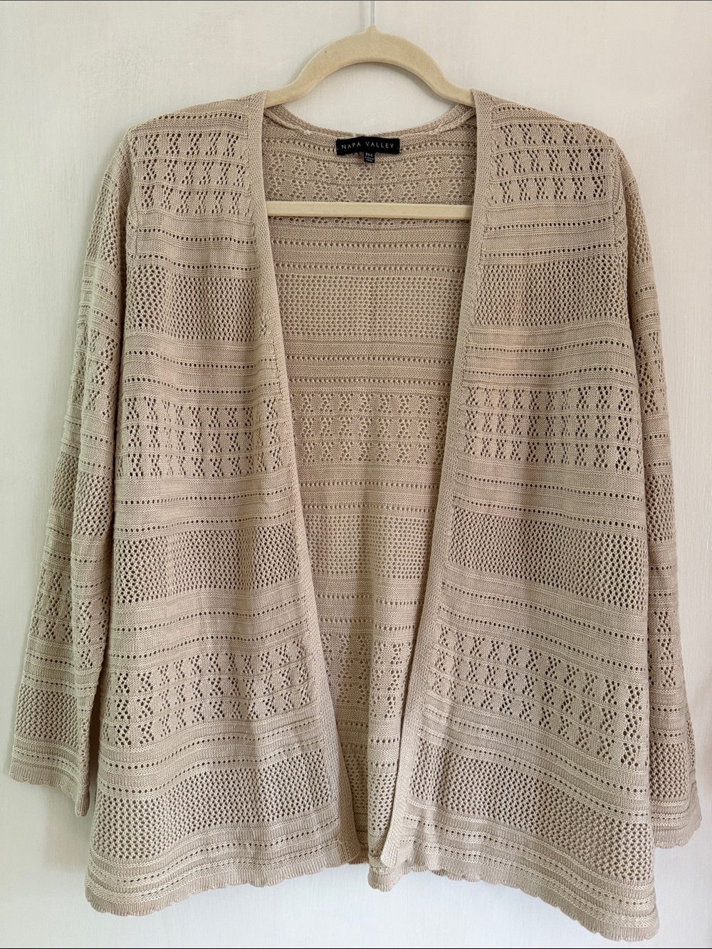 Open Front Cream Knit Cardigan Sweater